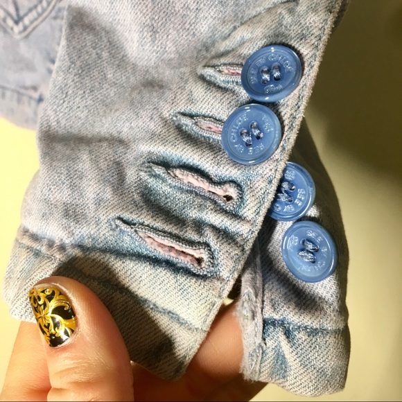 See by Chloe Vintage Lavender Blue Long Sleeve Denim Jacket | Blazer Size 10 - Picture 5 of 8